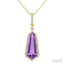 Evoque Gemstone Shield Shape & Halo Diamond Pendant
