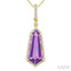 Shield Shape Gemstone & Halo Diamond Pendant