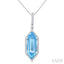 Evoque Gemstone Hexagon Shape & Halo Diamond Pendant
