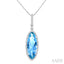 Evoque Gemstone Oval Shape & Halo Diamond Pendant