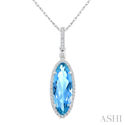 Evoque Gemstone Oval Shape & Halo Diamond Pendant