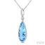 Evoque Gemstone Pear Shape & Halo Diamond Pendant