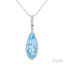 Evoque Gemstone Pear Shape & Halo Diamond Pendant