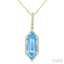 Evoque Gemstone Hexagon Shape & Halo Diamond Pendant