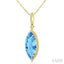 Marquise Shape Gemstone & Halo Diamond Pendant