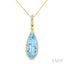 Evoque Gemstone Pear Shape & Halo Diamond Pendant