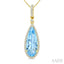 Evoque Gemstone Pear Shape & Halo Diamond Pendant