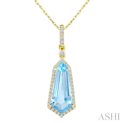 Shield Shape Gemstone & Halo Diamond Pendant