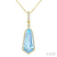 Evoque Gemstone Shield Shape & Halo Diamond Pendant