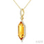 Evoque Gemstone Hexagon Shape & Halo Diamond Pendant
