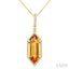 Evoque Gemstone Hexagon Shape & Halo Diamond Pendant