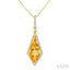 Evoque Gemstone Kite Shape & Halo Diamond Pendant