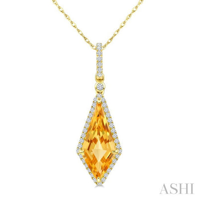 Evoque Gemstone Kite Shape & Halo Diamond Pendant