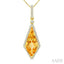 Kite Shape Gemstone & Halo Diamond Pendant