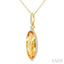 Evoque Gemstone Oval Shape & Halo Diamond Pendant