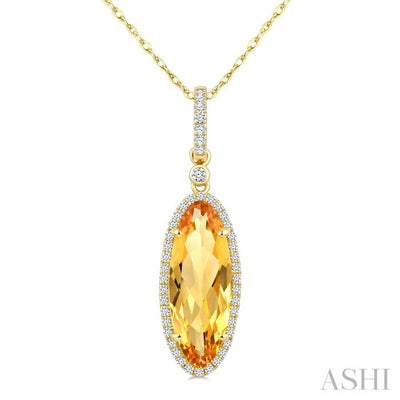 Evoque Gemstone Oval Shape & Halo Diamond Pendant