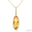 Evoque Gemstone Oval Shape & Halo Diamond Pendant
