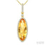 Evoque Gemstone Oval Shape & Halo Diamond Pendant