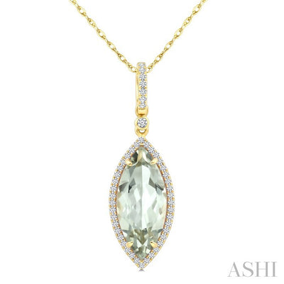 Evoque Gemstone Marquise Shape & Halo Diamond Pendant