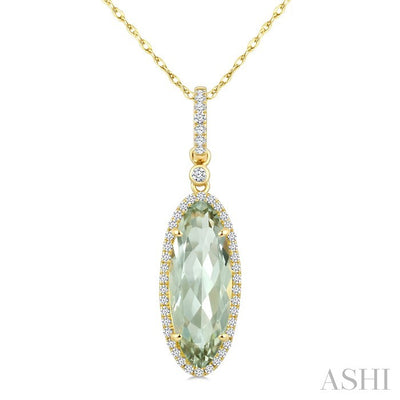 Oval Shape Gemstone & Halo Diamond Pendant