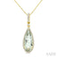 Evoque Gemstone Pear Shape & Halo Diamond Pendant