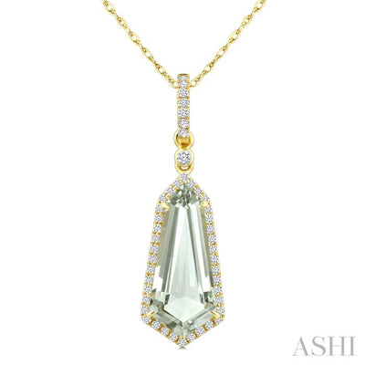 Evoque Gemstone Shield Shape & Halo Diamond Pendant