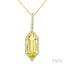 Evoque Gemstone Hexagon Shape & Halo Diamond Pendant