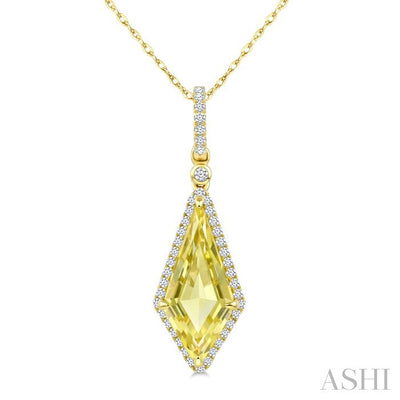 Evoque Gemstone Kite Shape & Halo Diamond Pendant