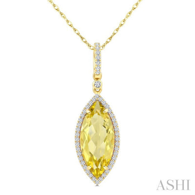 Evoque Gemstone Marquise Shape & Halo Diamond Pendant