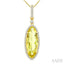 Evoque Gemstone Oval Shape & Halo Diamond Pendant