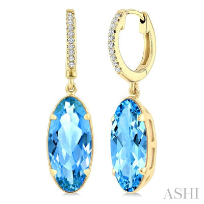 Oval Shape Gemstone & Diamond Earrings
