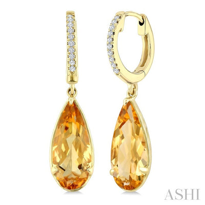 Evoque Gemstone Pear Shape & Diamond Earrings