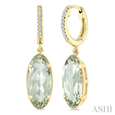 Oval Shape Gemstone & Diamond Earrings