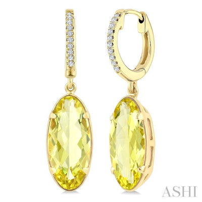 Evoque Gemstone Oval Shape & Diamond Earrings