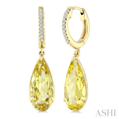 Pear Shape Gemstone & Diamond Earrings