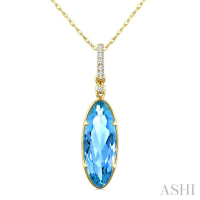 Evoque Gemstone Oval Shape & Diamond Pendant