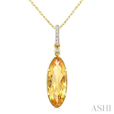 Evoque Gemstone Oval Shape & Diamond Pendant