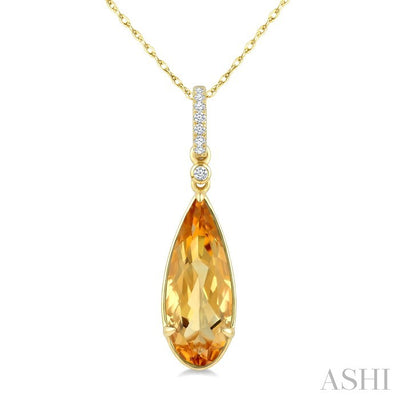 Evoque Gemstone Pear Shape & Diamond Pendant