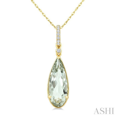 Evoque Gemstone Pear Shape & Diamond Pendant