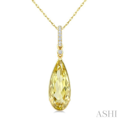 Evoque Gemstone Pear Shape & Diamond Pendant