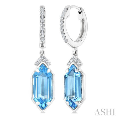 Evoque Gemstone Hexagon Shape & Diamond Earrings