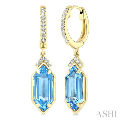 Evoque Gemstone Hexagon Shape & Diamond Earrings