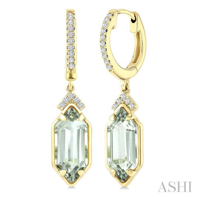 Evoque Gemstone Hexagon Shape & Diamond Earrings