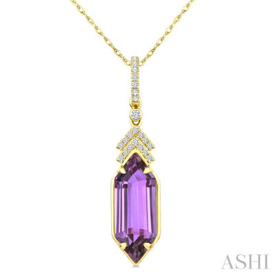 Evoque Gemstone Hexagon Shape & Diamond Pendant