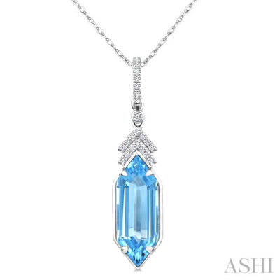 Hexagon Shape Gemstone & Diamond Pendant