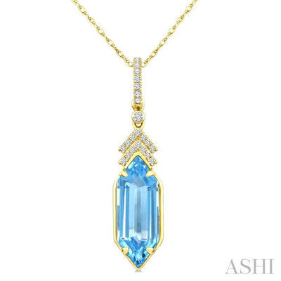 Hexagon Shape Gemstone & Diamond Pendant