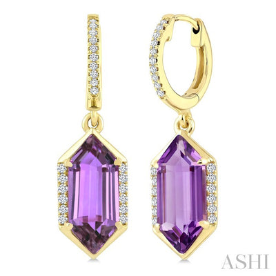 Evoque Gemstone Hexagon Shape & Diamond Earrings