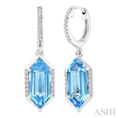 Evoque Gemstone Hexagon Shape & Diamond Earrings