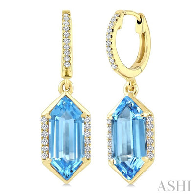 Evoque Gemstone Hexagon Shape &  Diamond Earrings