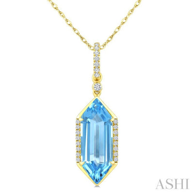 Evoque Gemstone Hexagon Shape & Diamond Pendant